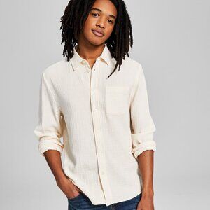 And Now This Mens Long-Sleeve Seersucker S Bleached Sand